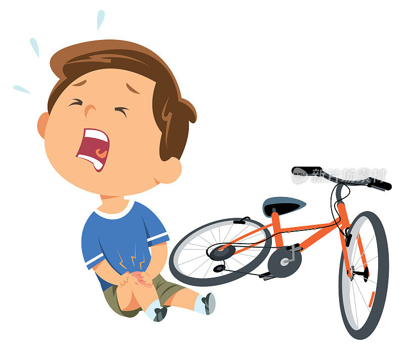 Child falling from his bike and crying